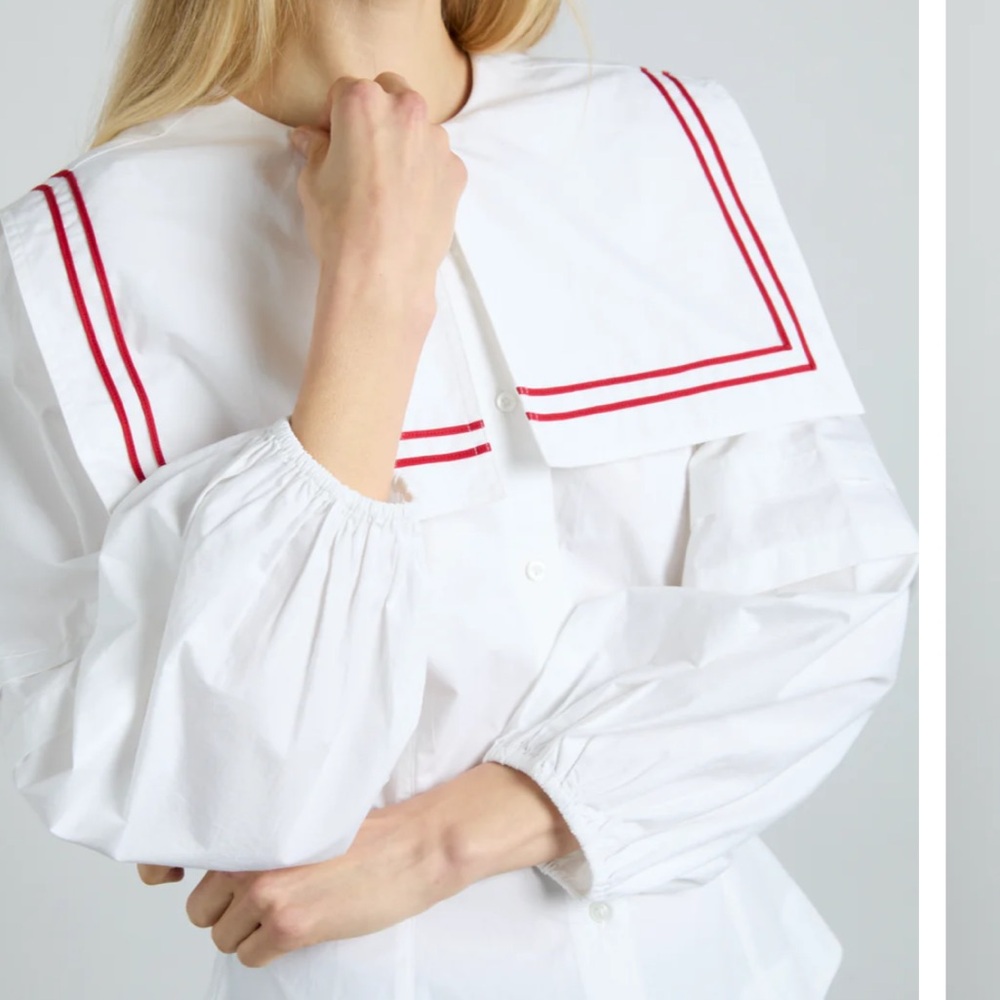 White and Red Women's Top